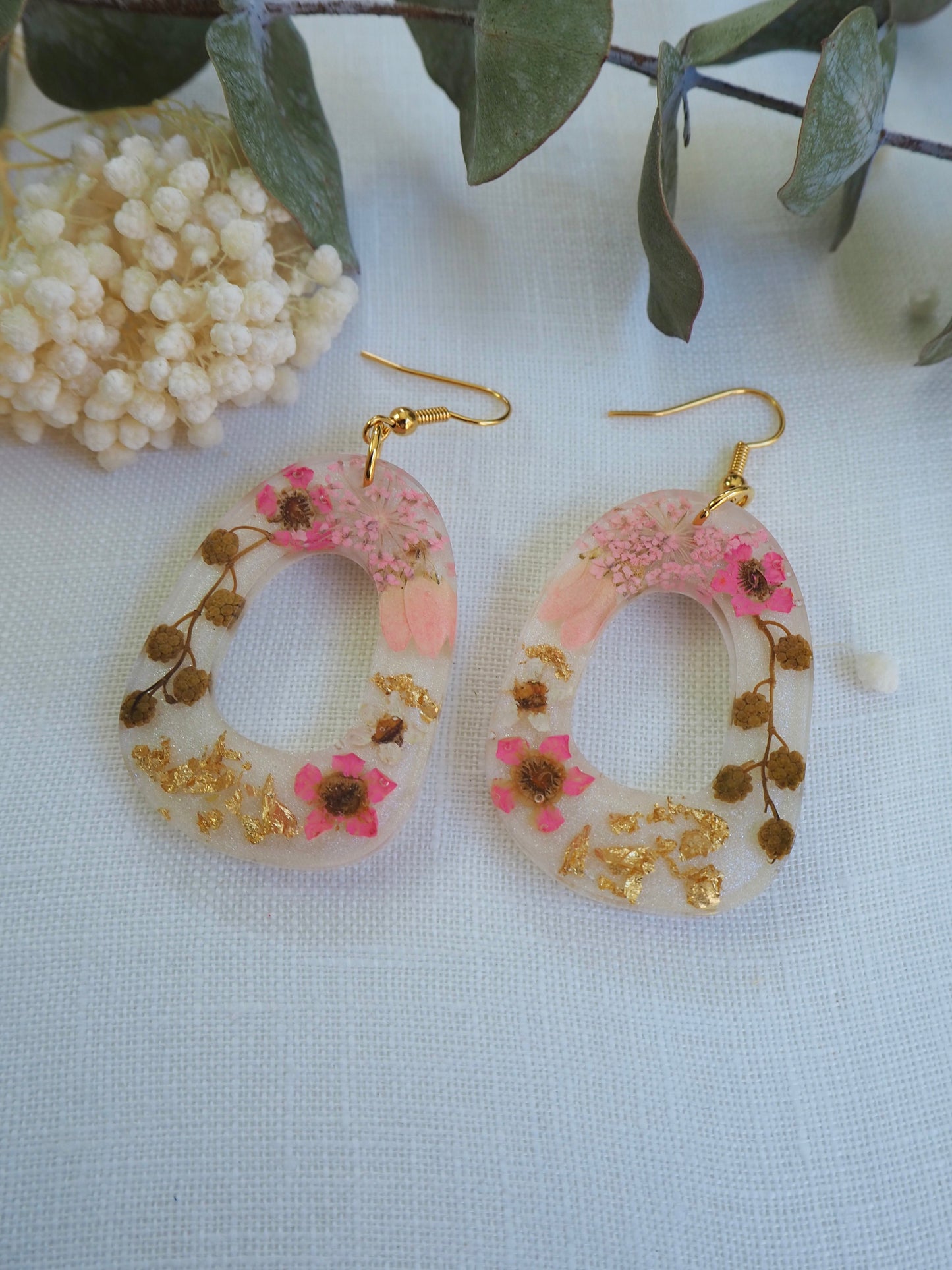 Sweet pink floral earrings