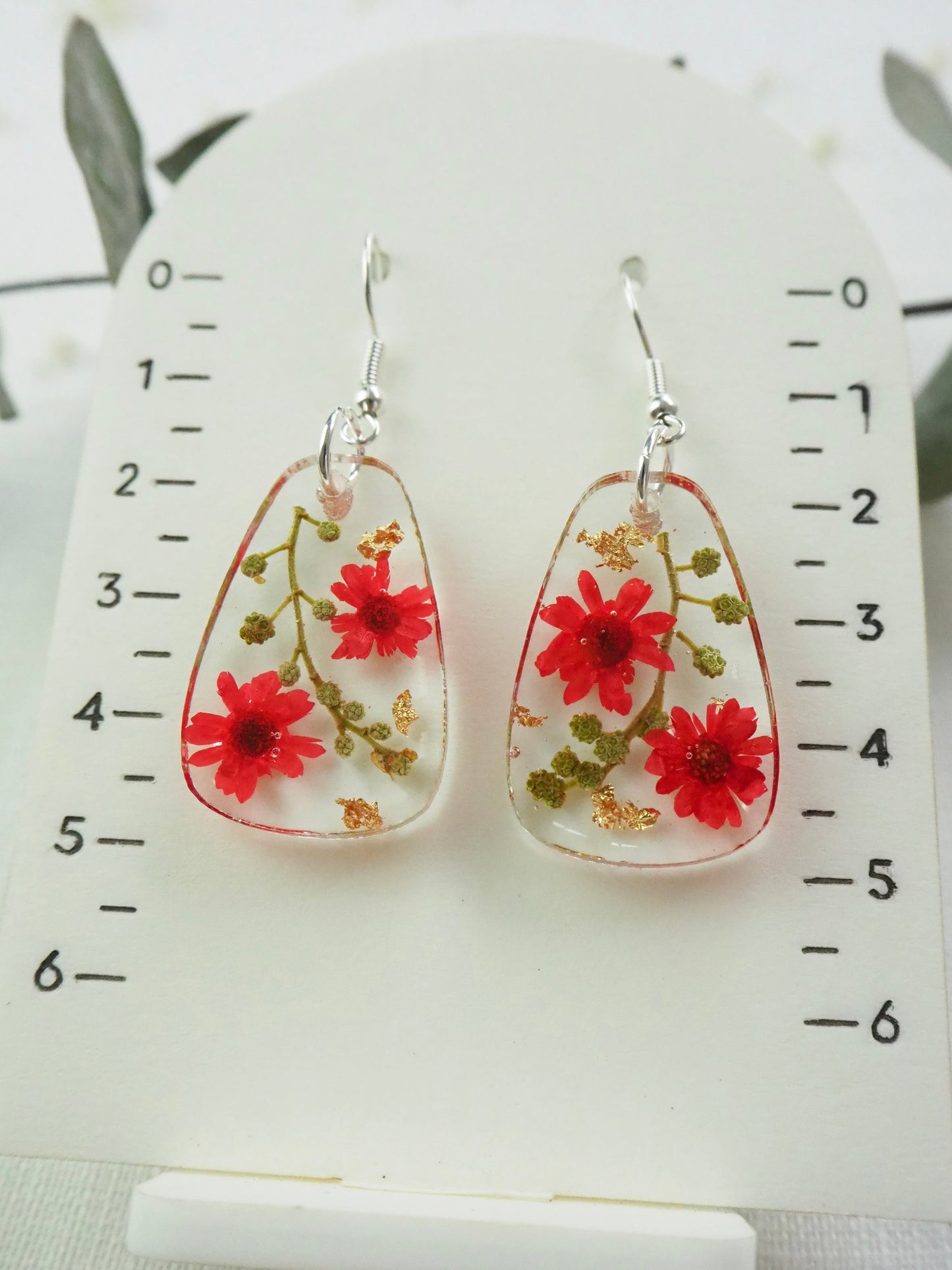 Sweet red floral earrings