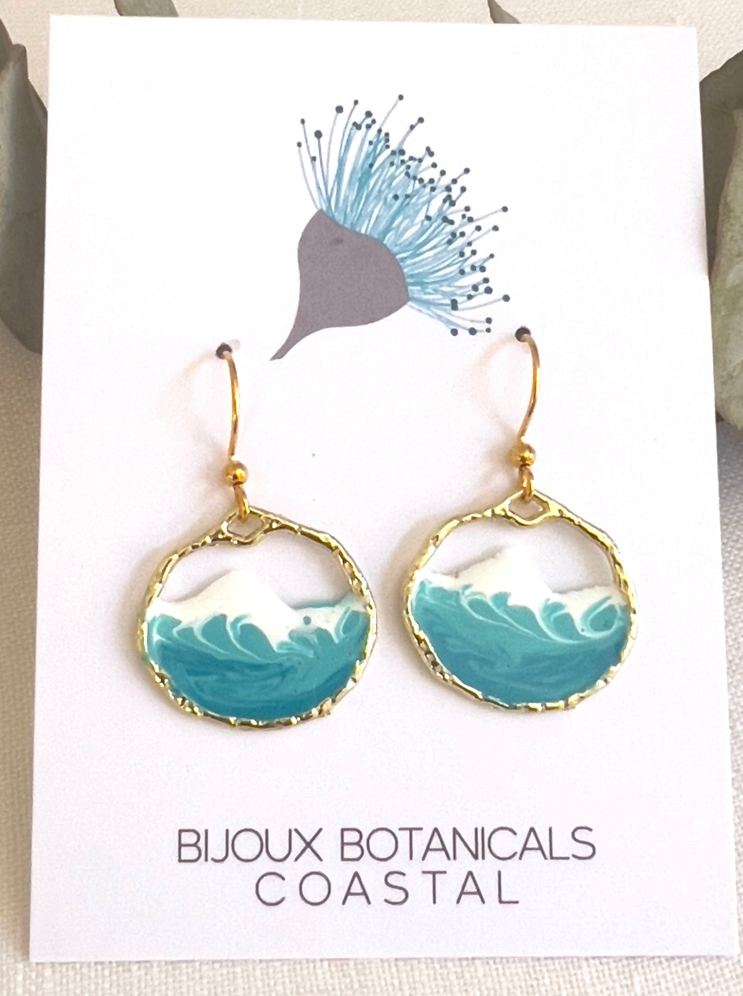 Round gold ocean wave earrings