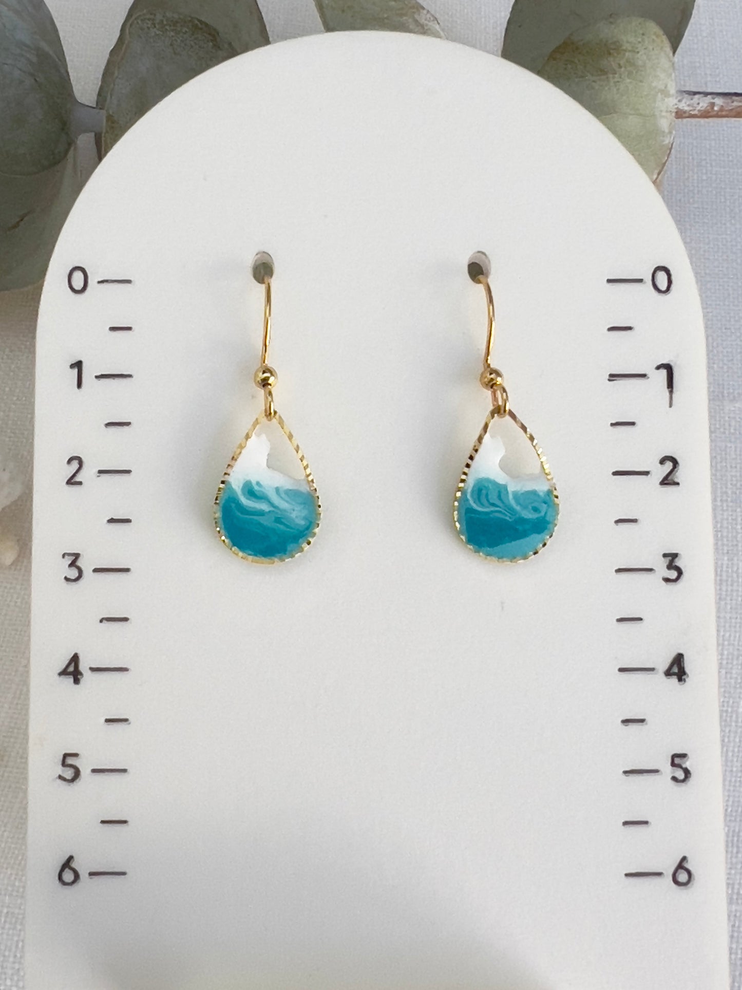 Dainty gold ocean wave teardrop earrings