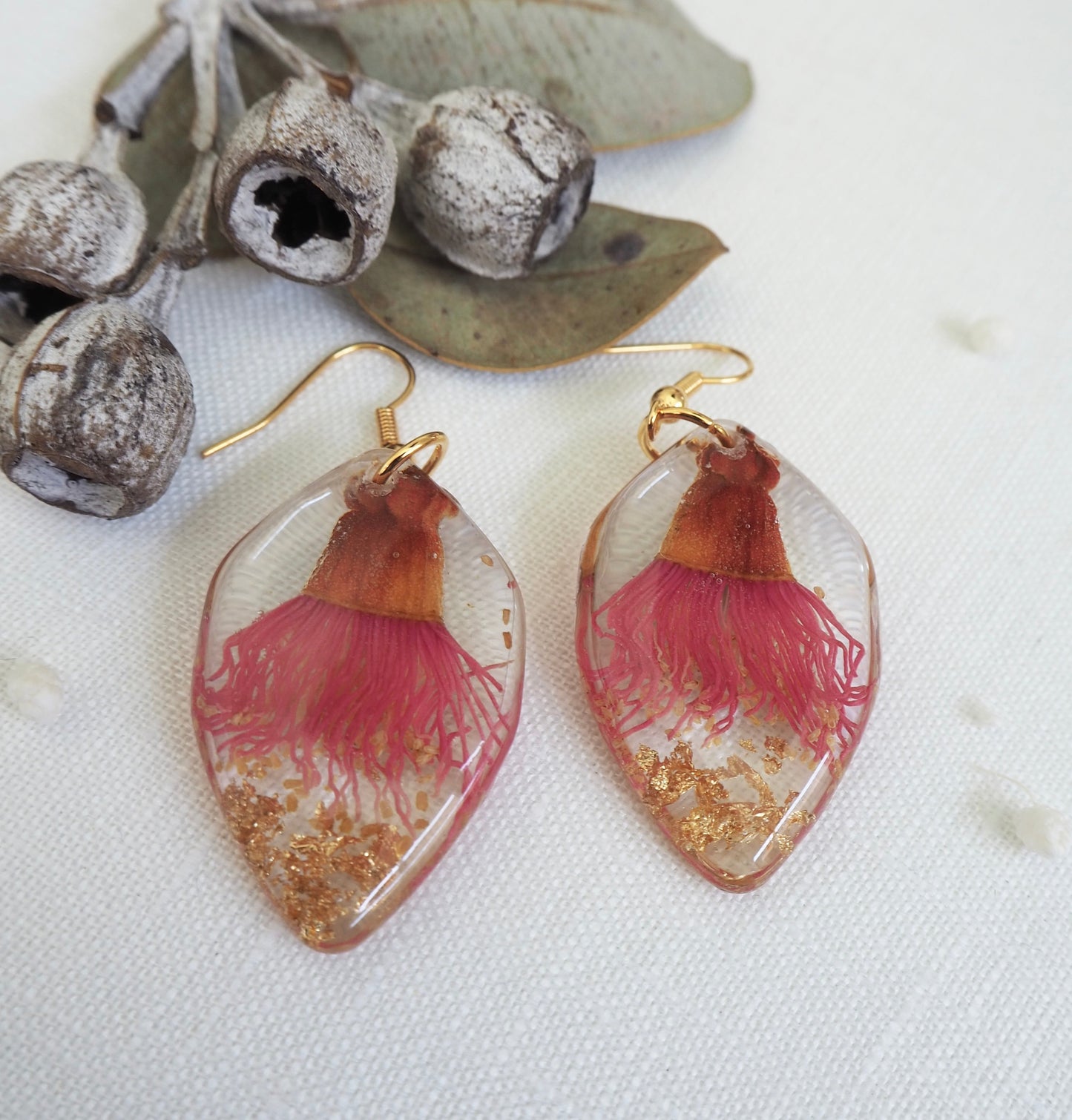 Eucalyptus flower earrings