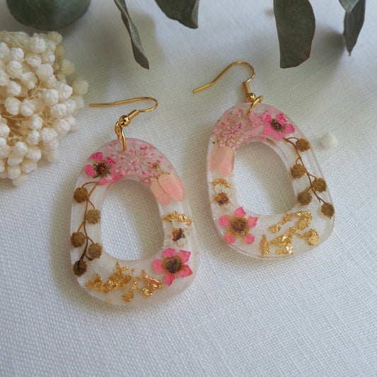 Sweet pink floral earrings