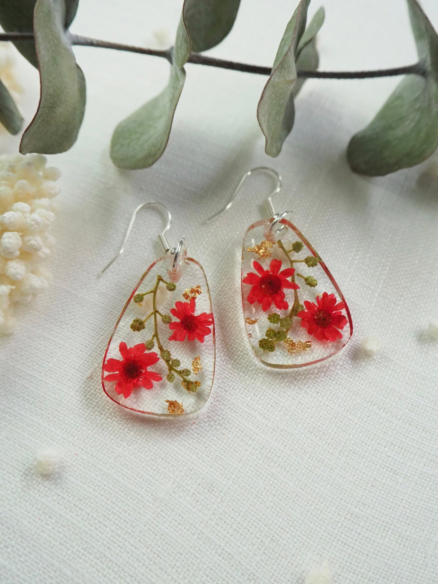 Sweet red floral earrings