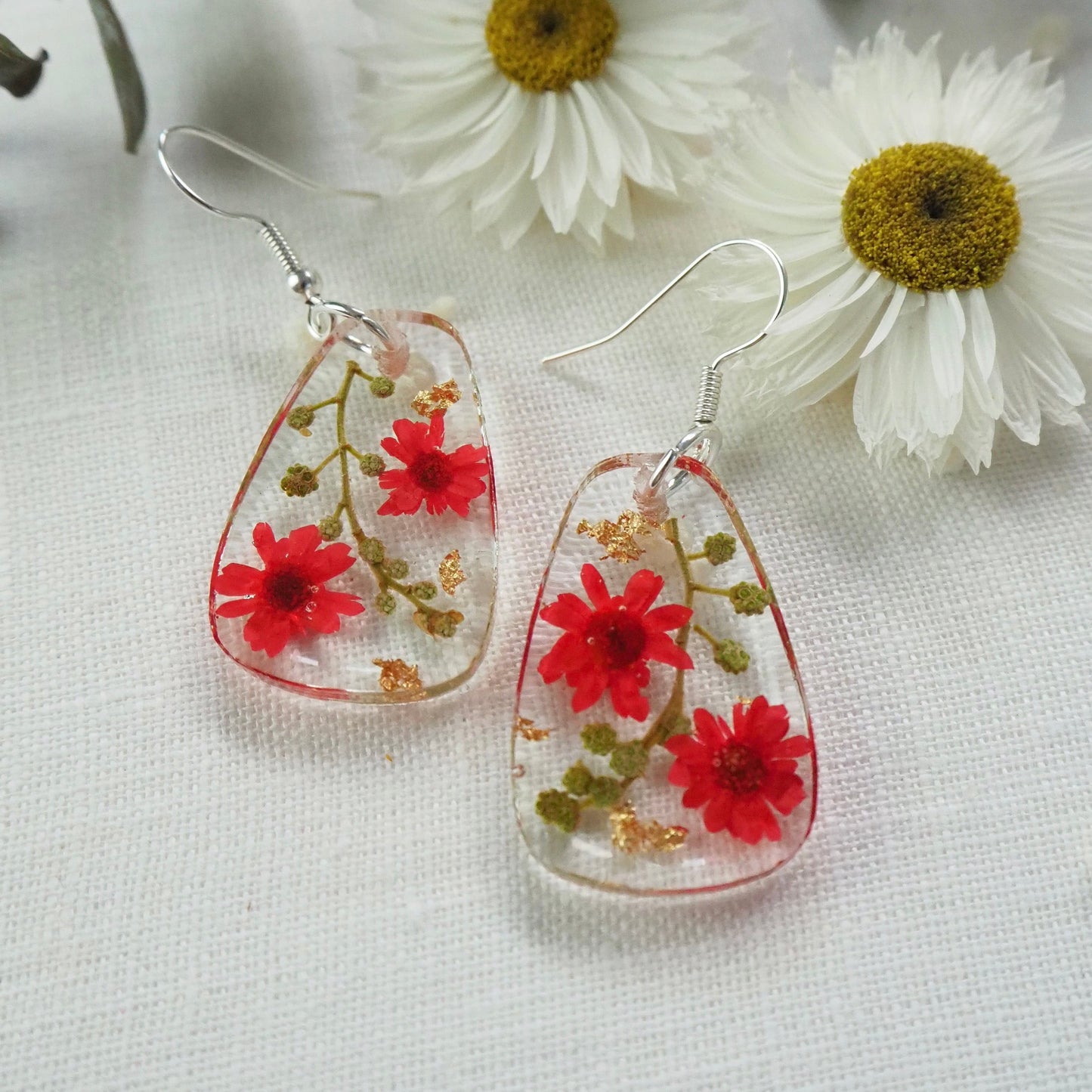 Sweet red floral earrings