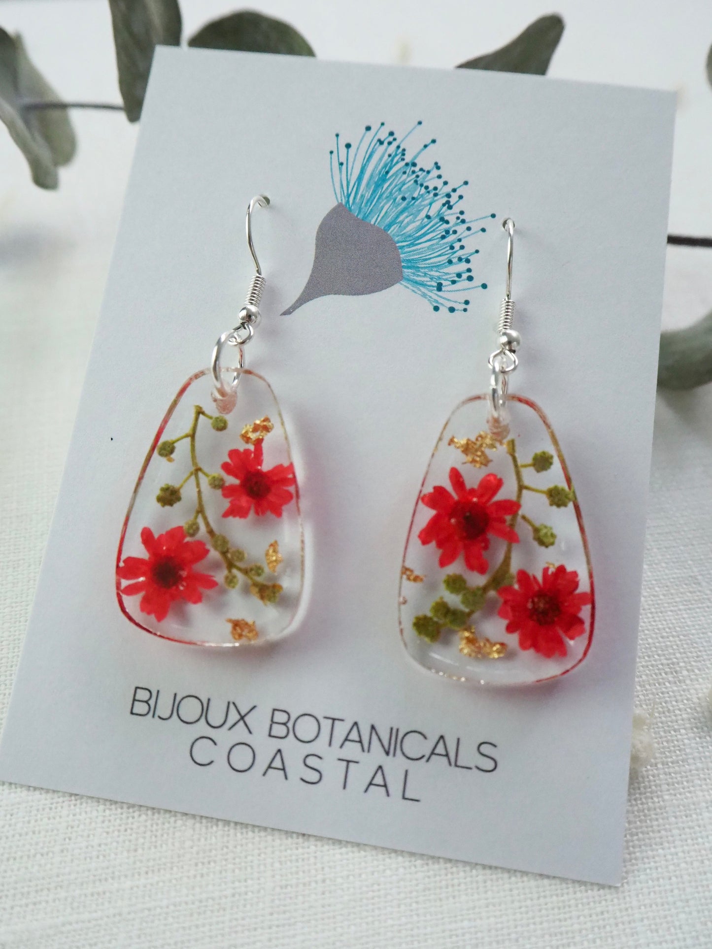 Sweet red floral earrings